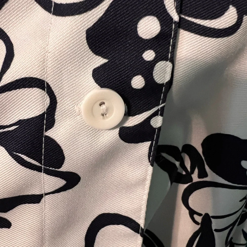 ALFRED DUNNER Sequin Jacket Womens 14 White Navy Blue Floral Shirt Shacket - Picture 8 of 9